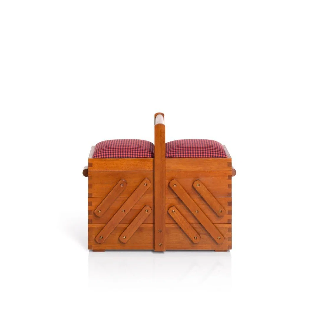 Prym 612550 Nähkasten/Nähkästchen aus dunklem Holz, mit Stoff, Braun