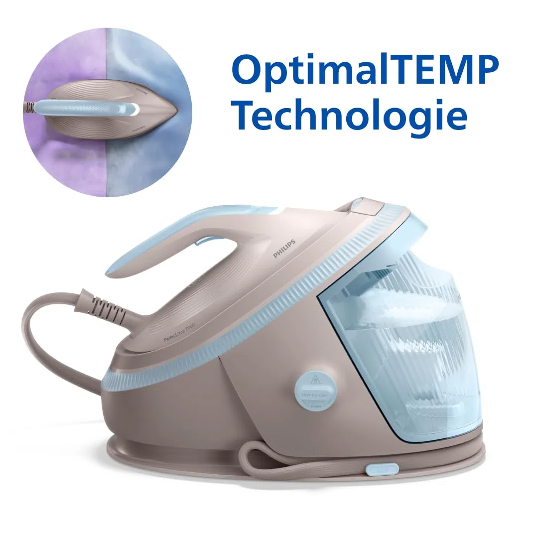 Philips PerfectCare Dampfbügelstation 7000 Serie - 600g Dampfstoß, 8,5 Bar Druck, OptimalTEMP, SteamGlide Elite Sohle, Abnehmbarer 1,5L Tank, Vertikaldampf, Easy De-Calc (PSG7200/60)