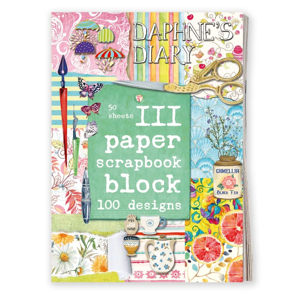 Daphne's Diary Scrapbook III | 50 Seiten mit 100 schönen Designs | Vintage Scrapbooking-Kit mit hochwertigem Papier und Bastelmaterialien | Ideal für Selbstfürsorge und kreative Projekte