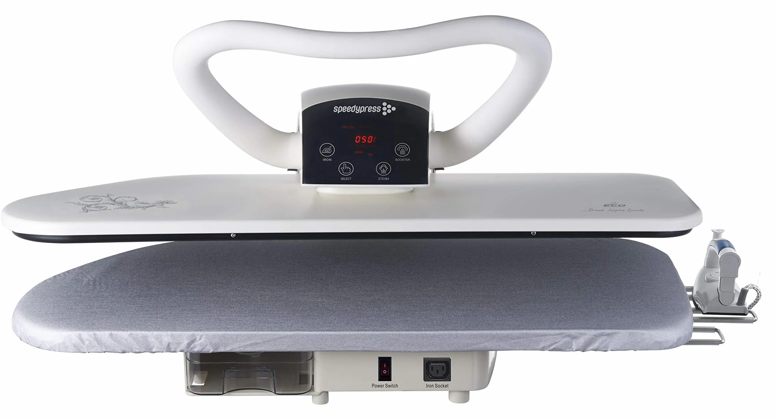 Professionelle 101HD Schwerlast Dampfbügelpresse 101cm Silber (inklusive Kostenloser Schonen Ersatzbezug/Deckel & Schaumunterspannbahn/Ersatzschaumstoff-Unterfilz und Wasserfilterpatrone)