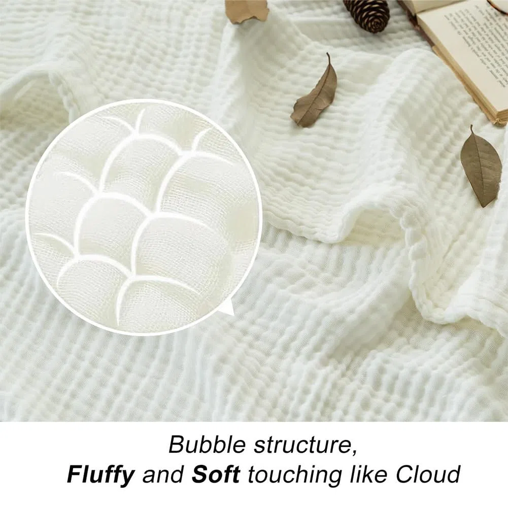 Musselin Decke, Sommer Musselin Decke Erwachsene, Natürliche Musselin-Baumwolle, Kühle, Weich Und Atmungsaktiv as Cuddly Blanket, Bed, Couch Throw, All Seasons (Weiß,150 * 200cm)