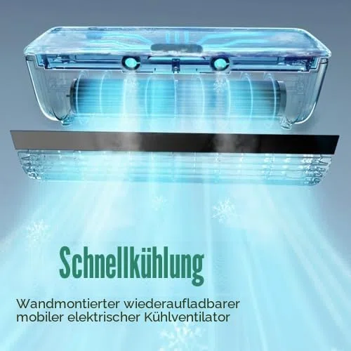 Kabelloser Wandklimaanlagenventilator, wiederaufladbarer Kühlventilator für Zuhause