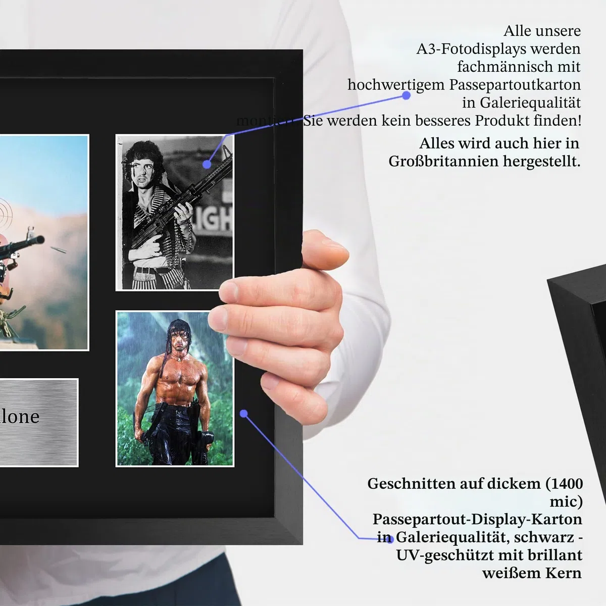 HWC Trading FR A3 Sylvester Stallone Rambo Geschenke Gedruckt, Signiert Autogramm Bild Display Für Film-Erinnerungsstücke-Fans - A3 Eingerahmt