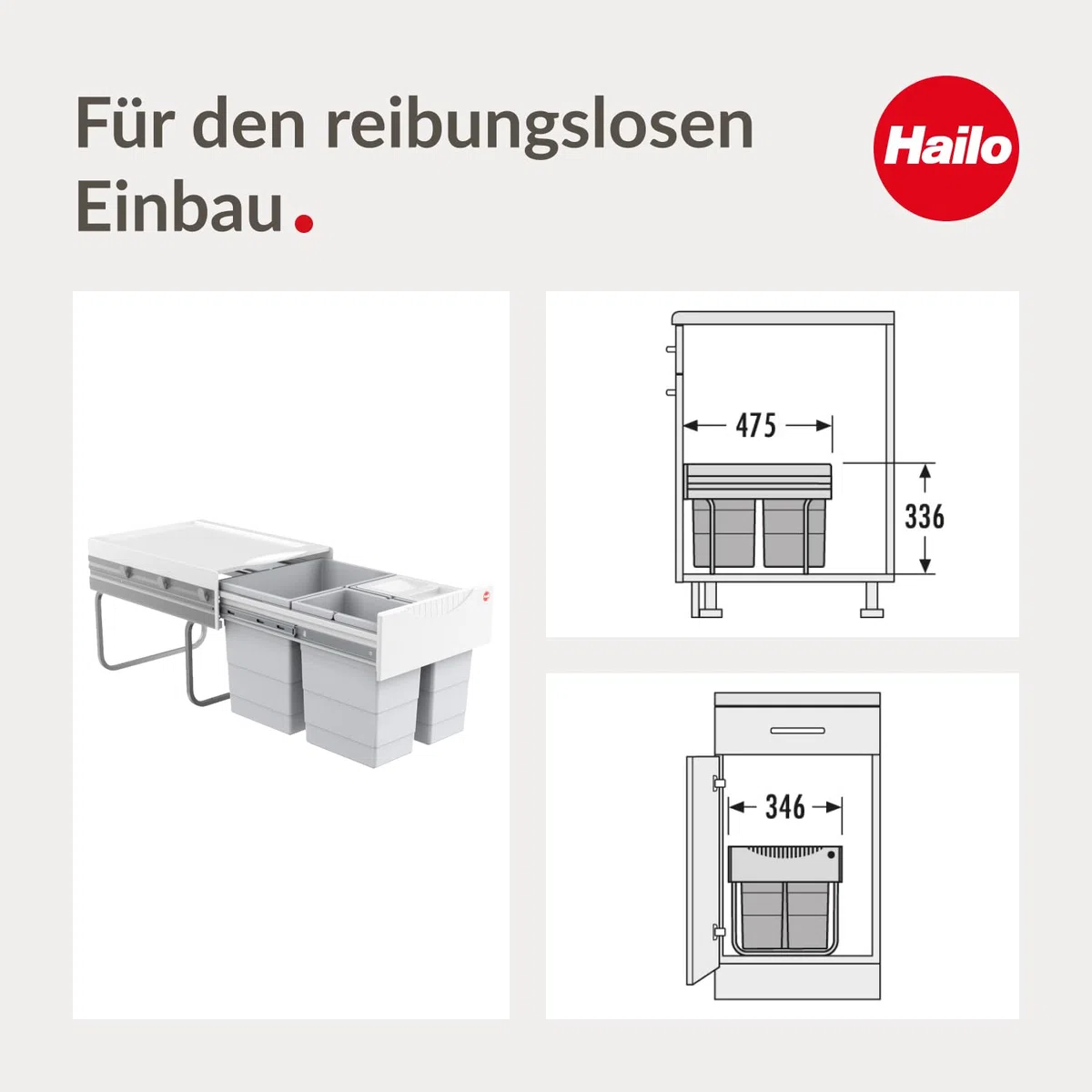 Hailo AS Raumspar Tandem 18/8,5/8,5/D - 3642131 Einbau Abfallsammler