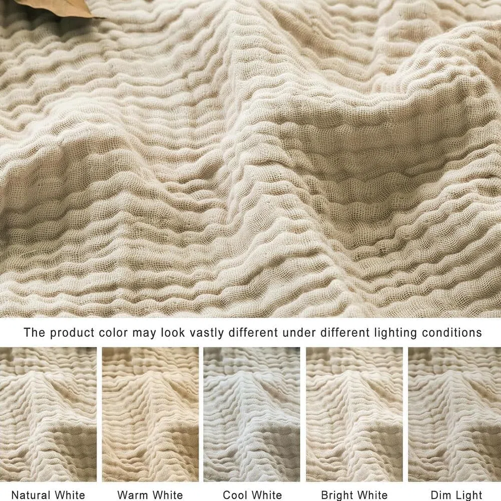 Musselin Decke, Sommer Musselin Decke Erwachsene, Natürliche Musselin-Baumwolle, Kühle, Weich Und Atmungsaktiv as Cuddly Blanket, Bed, Couch Throw, All Seasons (Weiß,150 * 200cm)