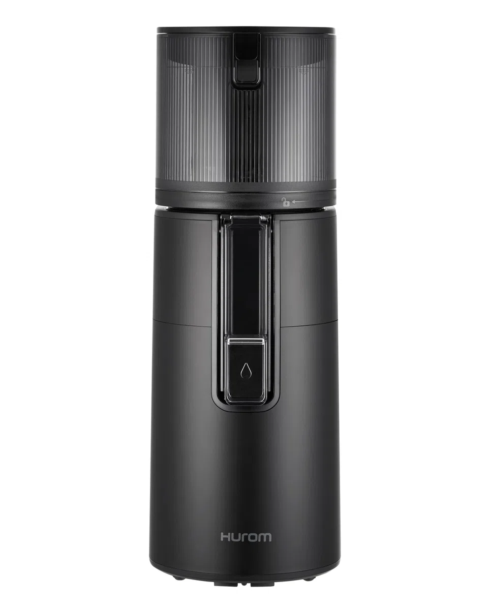 Hurom Slow Juicer | Entsafter Gemüse und Obst | H400 | Leicht zu Reinigen & Leiser Motor Elektrischer Entsafter mit großem Behälter und Siebfilter 2L | 150 Watt | BPA Frei | Schwarz