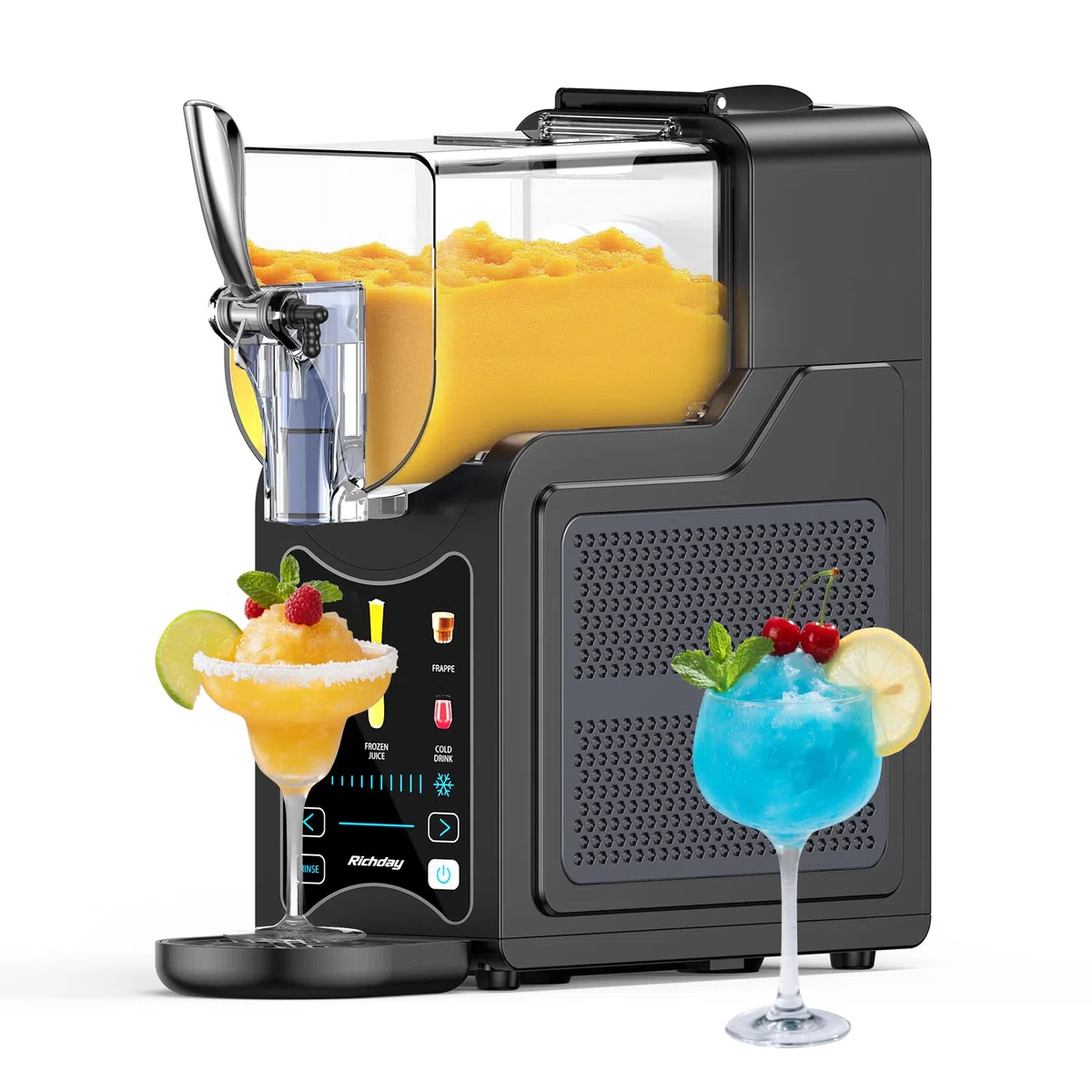 Richday Slush Eis Maschine, 2L Kapazität, LED Display, WhisperChill Technologie, 6 Programme, für Milchshakes, Frappés, Margaritas, Softeismaschine