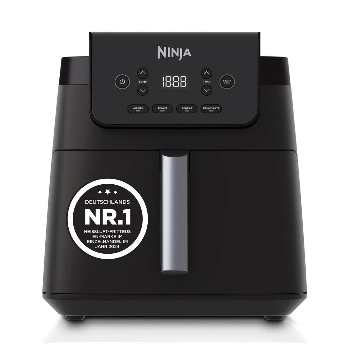 Ninja Heißluftfritteuse, 6,2 l, ohne Öl, große quadratische Schublade, Braten, Heißluftfrittieren, Dörren, Aufwärmen, digital, Antihaftbeschichtet, Spülmaschinengeeigneter Korb, Schwarz, AF170EU