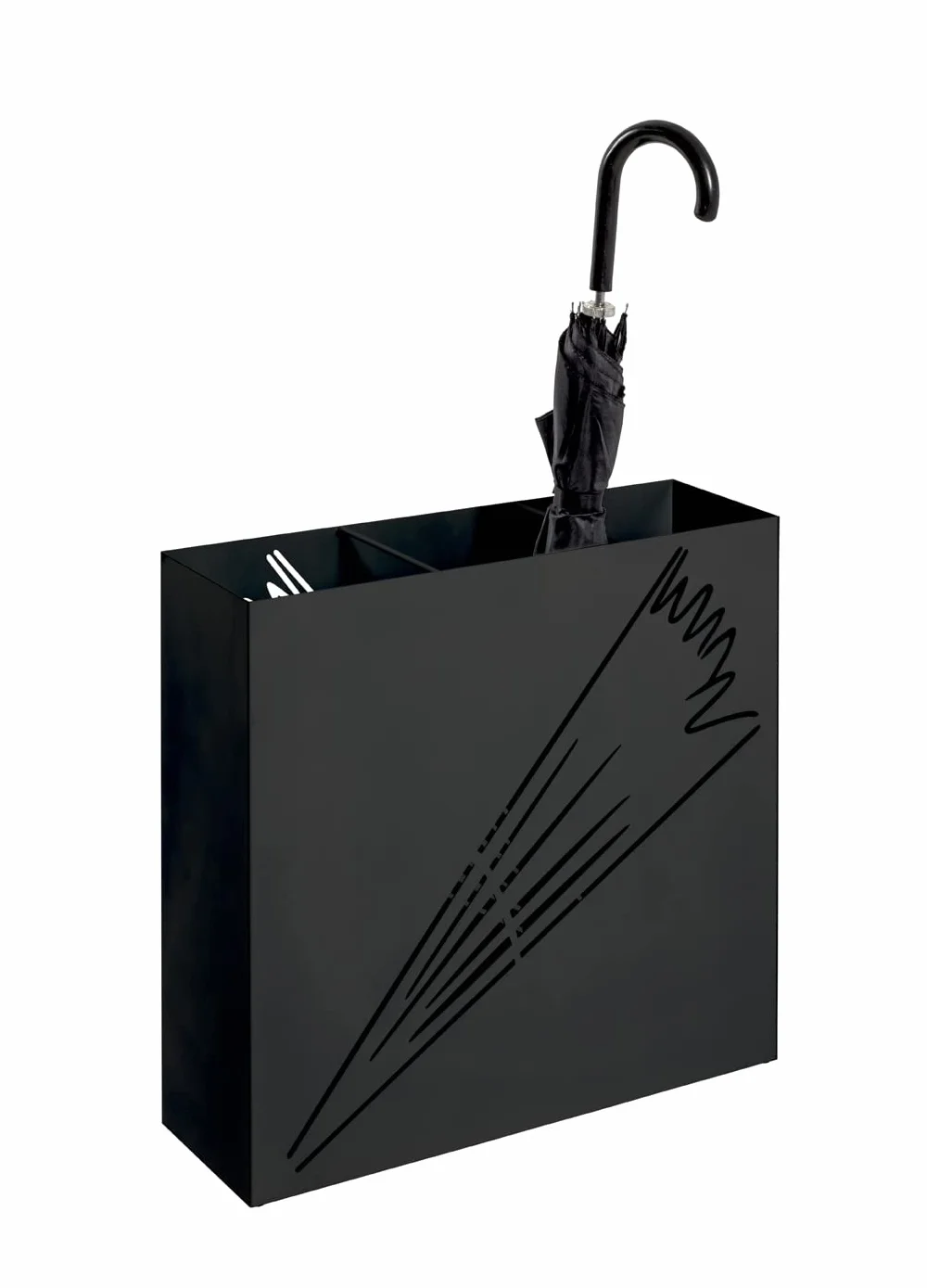 HAKU Regenschirmständer modern Schirmständer schwarz, Metall - Maße: B 50 x H 48 x T 16 cm