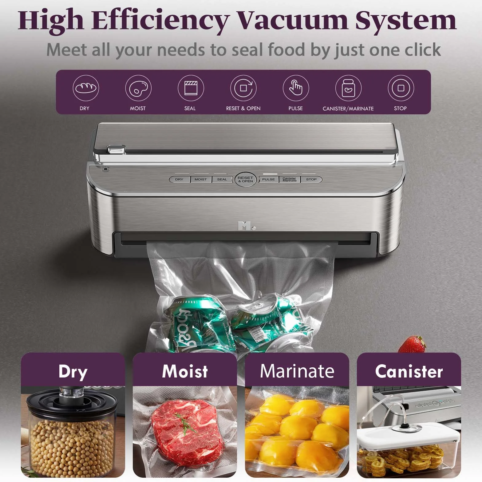Mesliese Vakuumiergerät 85kPa 120W Automatische Lebensmittelversiegelungsmaschine Edelstahl
