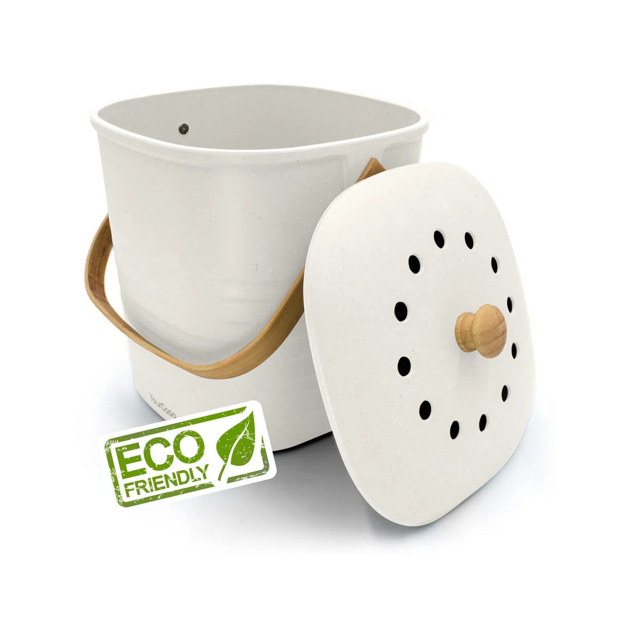 YourCasa Biomülleimer Küche klein 4L geruchsdicht für Biomüll - Komposteimer mit Aktivkohlefilter - nachhaltiger Bio Mülleimer mit Deckel Abfalleimer Behälter Bioabfallbehälter Biotonne (4L Weiss)