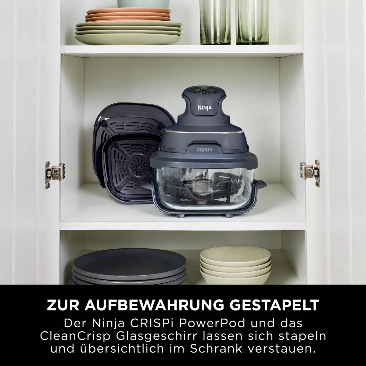 Ninja CRISPi 3,8-l-TempWare-Glasbehälter mit Deckel, großer, wärmebeständiger Heißluftfritteusen-Glasbehälter für Zubereitung, Kochen & Lagerung, BPA-freier Deckel XSKLIDPLTEUUK