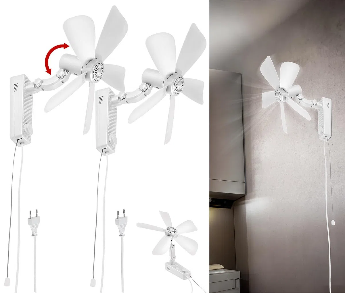 Sichler Haushaltsgeräte Wandventilator 2er-Set Oszillation Ø 43cm 20W Neigung einstellbar