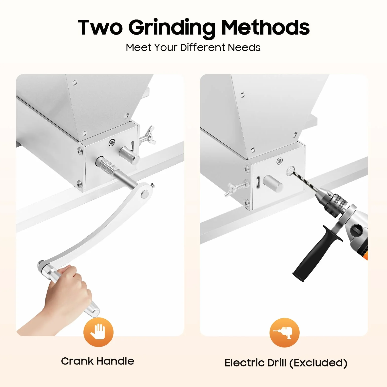 4L Manuelle Getreidemühle mit Verstellbaren Walzen (0-2,5mm) - Flockenquetsche & Schrotmühle für Hafer/Weizen, 2 Alu-Streben & Bohrmaschinenanschluss