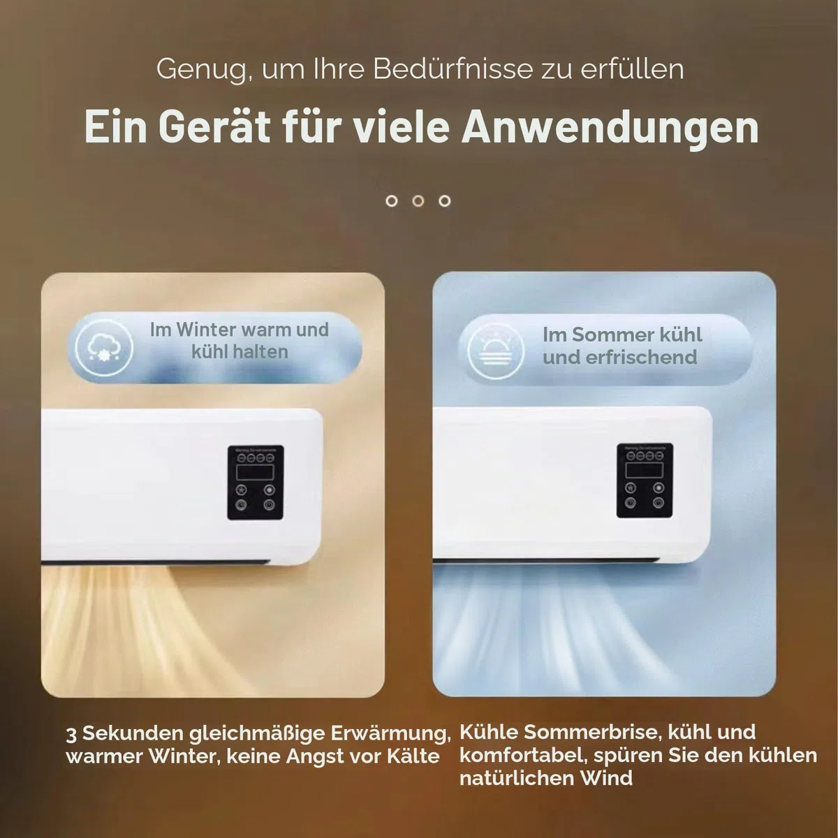 Climafy Wandventilator mit Fernbedienung, tragbarer Wandklimagerät Split, ohne Außengerät, konstante Temperatur