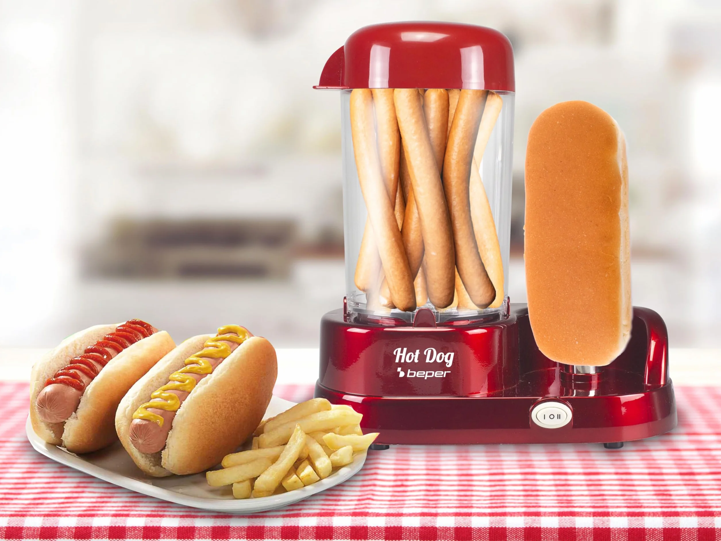 BEPER P101CUD501 Hot Dog Maschine, 350W, ABS, Rot