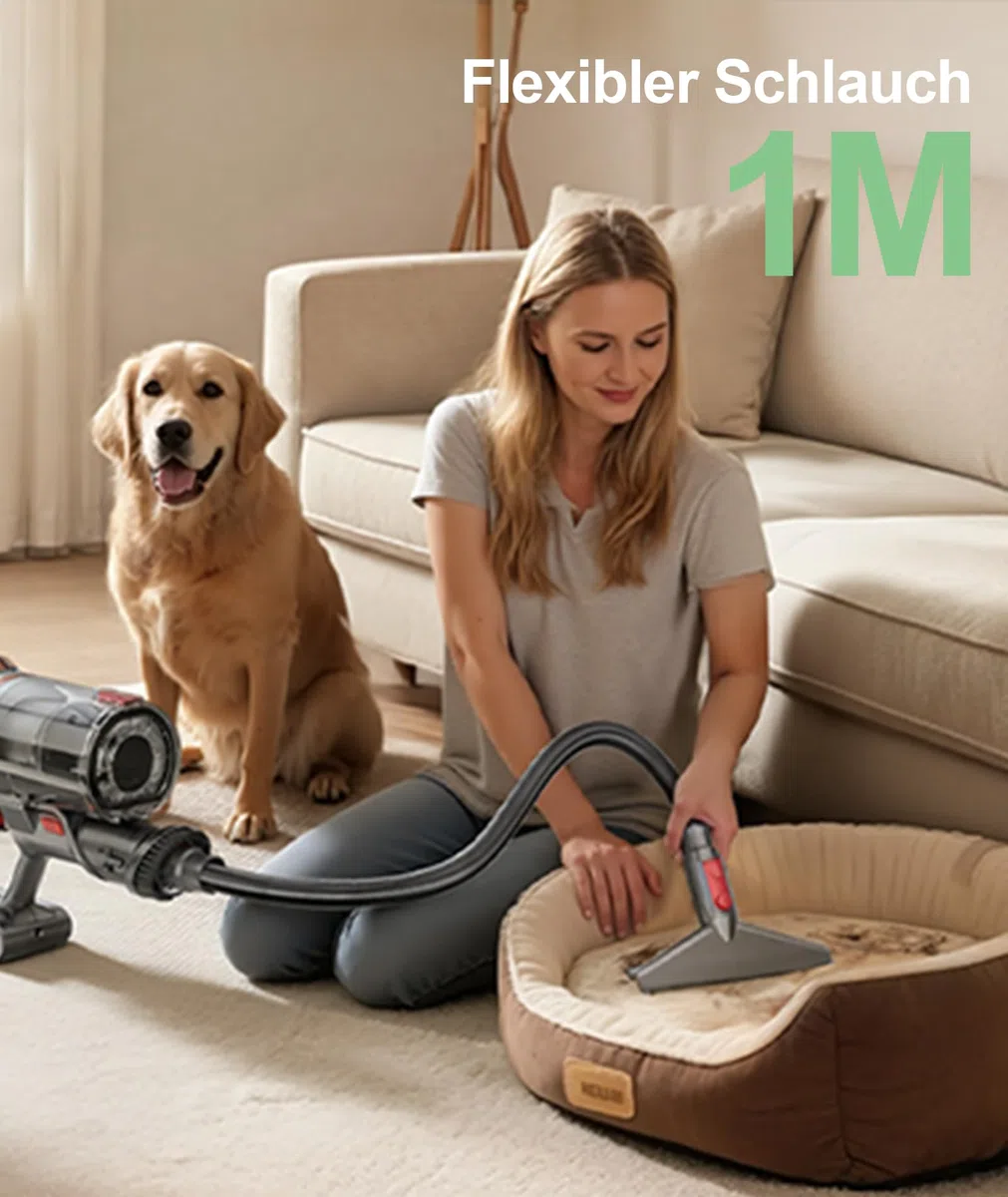 SunSare Akku Staubsauger Kabellos 600W/50000Pa/65Min, Akkustaubsauger mit 1M Schlauch, Wandladehalterung, Aromafunktion, Selbststehend, für Hartböden Teppiche Tierhaare