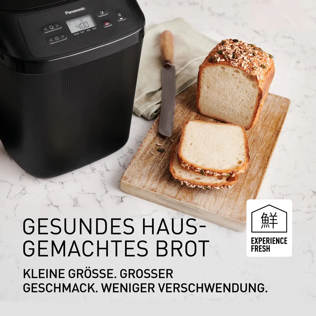 Panasonic SD-PN100KXE Mini Brotbackautomat - Kompakter Brotbackmaschine mit 18 Automatikprogrammen, Glutenfrei-Optionen, Dualen Temperatursensoren, Handwerkskunst-Knetsystem, Einfache Bedienung