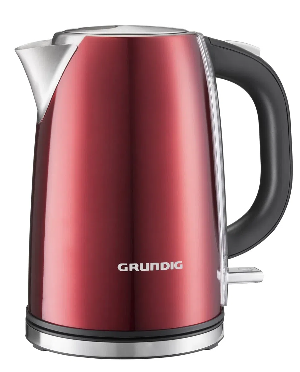 Grundig WK 6330 Wasserkocher, Rot (Metallic), Edelstahl