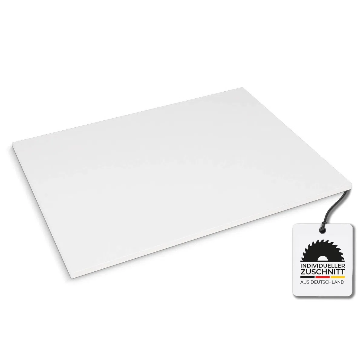 Tischplatte nach Maß - 1,9 cm Starke Spanplatte, melaminbeschichtet, mit ABS-Kante - individueller Zuschnitt - Made in Germany (ICY White, 120 x 60 cm)