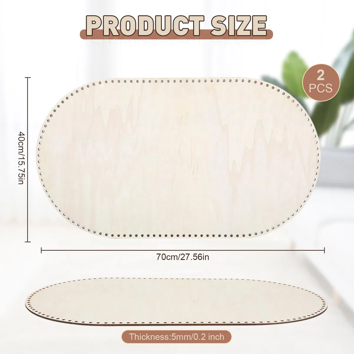 2 Stück Häkeln Korbboden 70x40cm Holzboden für Häkelkorb Holz Basis Häkeln Naturholzkorbboden,Kreis Selfmade Bodenplatte für DIY Korb Webbedarf, Häkeln Korbboden Platte