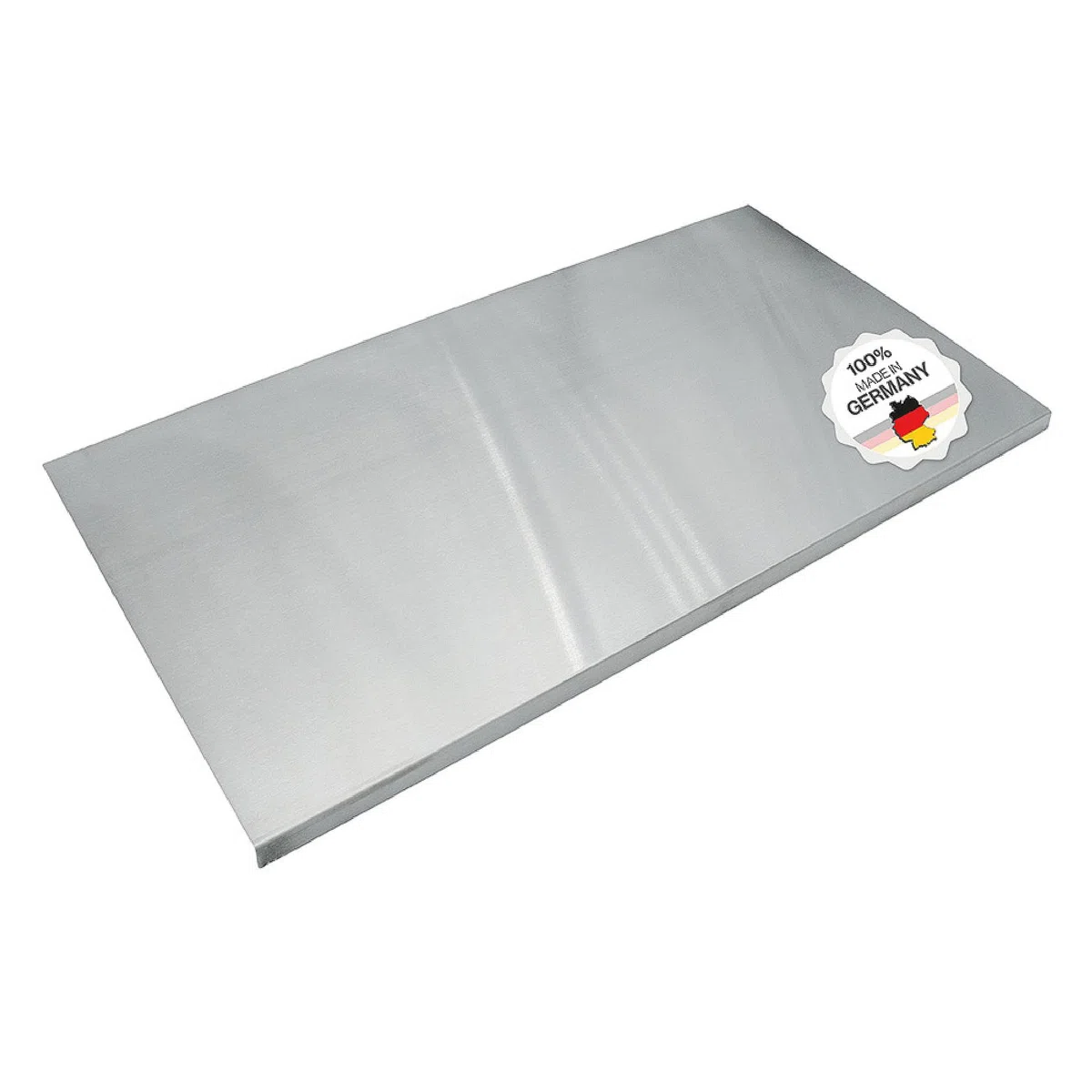 Arbeitsplatte Knetbrett Edelstahl [90x50 cm] - Für Kneten, Schneiden & Backen - Küchenplatte mit Anschlagkante - Auch als Nudelbrett, Backbrett, Teigbrett - Schneidebrett Platte Küche