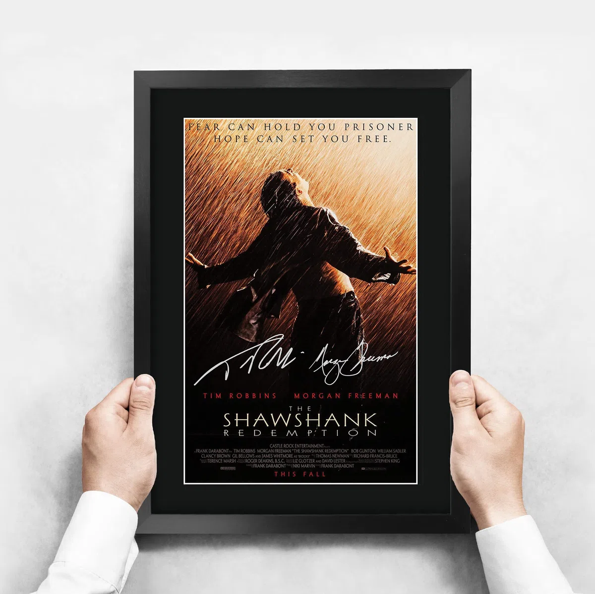 HWC Trading The Shawshank Redemption A3 Gerahmte Signiert Gedruckt Autogramme Bild Druck-Fotoanzeige Geschenk Für Tim Robbins Morgan Freeman Filmfans