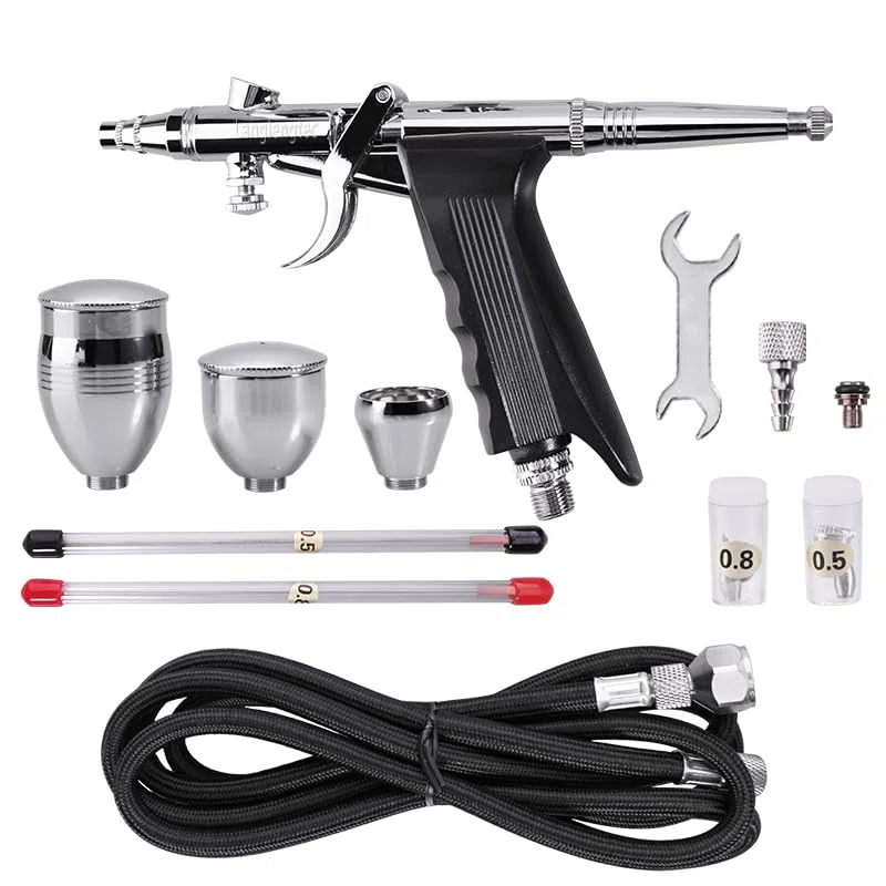 Airbrush-Kit mit 3 Tassen-Schlauch und einige Airbrush-Zubehör, Airbrush-Pistole für Spray Art Hobby