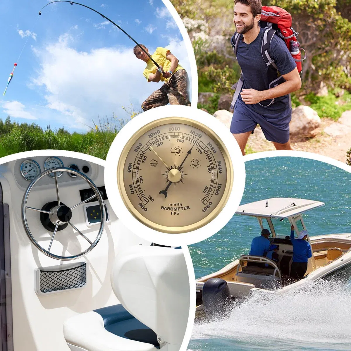 Outdoor Barometer - Wetteranzeige für Draußen,Tragbarer Barometer für Angeln Surfen Wandern Camping Bootfahren Jagdaktivitäten Unisex | Angelausrüstung Seen