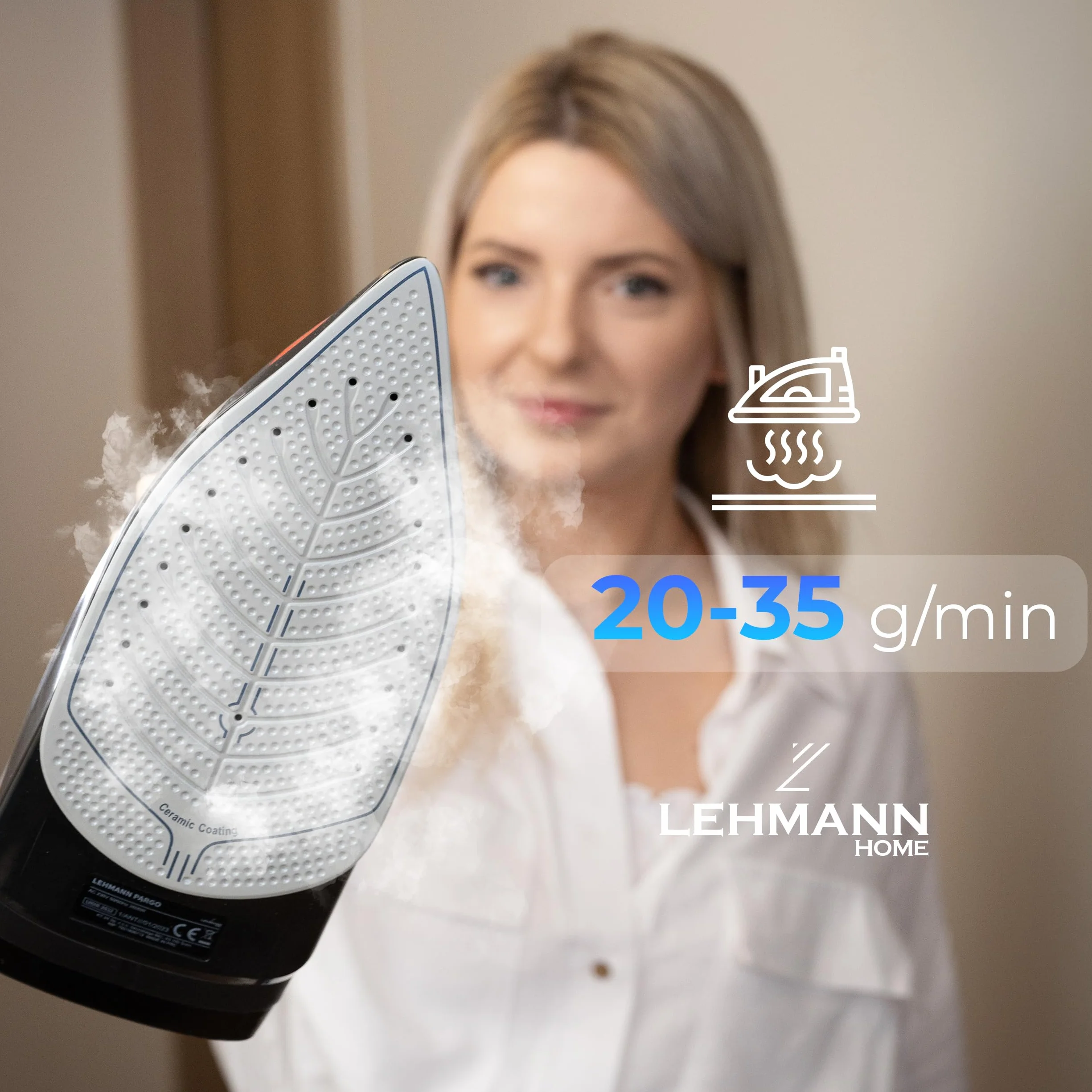 Lehmann LGOIR-2632 Dampfbügeleisen kabellos mit Basisstation | Temperatur und Dampfmenge einstellbar | Vertikal bügeln, Tropfstop, Antikalk, selbstreinigend | mit Wassertank
