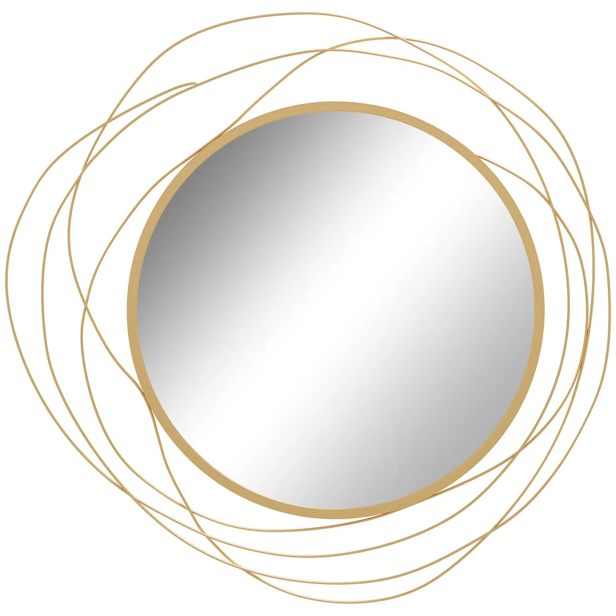 HOMCOM Wandspiegel, Ø65 cm Wandschmuck mit Spiegel, Metallrahmen, Flurspiegel, Wandkunstwerk für Wohnzimmer, Schlafzimmer, Gold