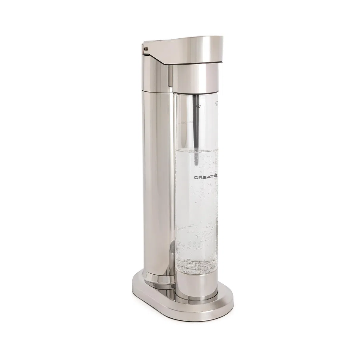 CREATE SODA MAKER STUDIO / 1L CHROM + DOPPELFLASCHE 500ml + 350ml / KEINE CO2-Zylinder, BPA freie Flasche