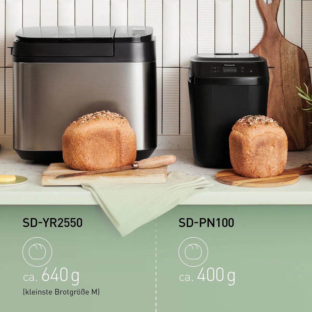 Panasonic SD-PN100KXE Mini Brotbackautomat - Kompakter Brotbackmaschine mit 18 Automatikprogrammen, Glutenfrei-Optionen, Dualen Temperatursensoren, Handwerkskunst-Knetsystem, Einfache Bedienung