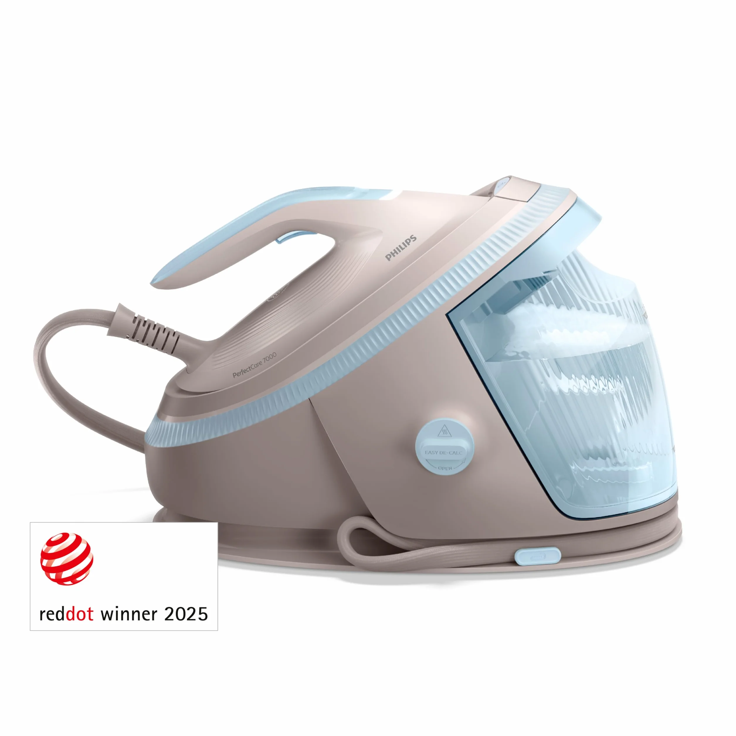 Philips PerfectCare Dampfbügelstation 7000 Serie - 600g Dampfstoß, 8,5 Bar Druck, OptimalTEMP, SteamGlide Elite Sohle, Abnehmbarer 1,5L Tank, Vertikaldampf, Easy De-Calc (PSG7200/60)