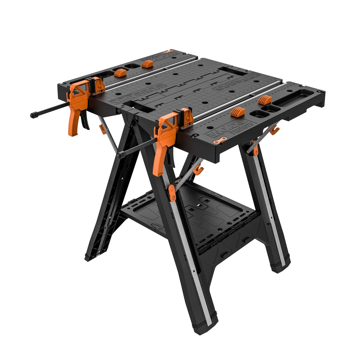 WORX PEGASUS WX051 mobile multifunktionale Werkbank - hochwertiger Arbeitstisch klappbar für die Werkstatt, max. Belastung 450kg – inkl. Schnellklemmvorrichtung – hohe Stabilität & große Arbeitsfläche