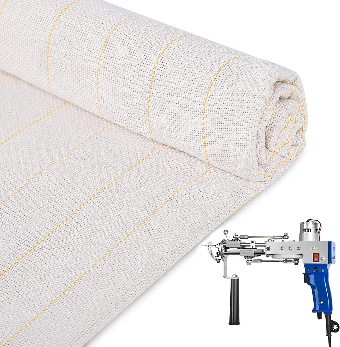 Tufting Cloth,Tufting Tuch mit Markierten Gelben Linien für Tufting,Professionelle Monk Cloth,Tufting Stoff für Tufting Guns für Handgefertigte Teppiche | Tapisserien 2.16M*2M