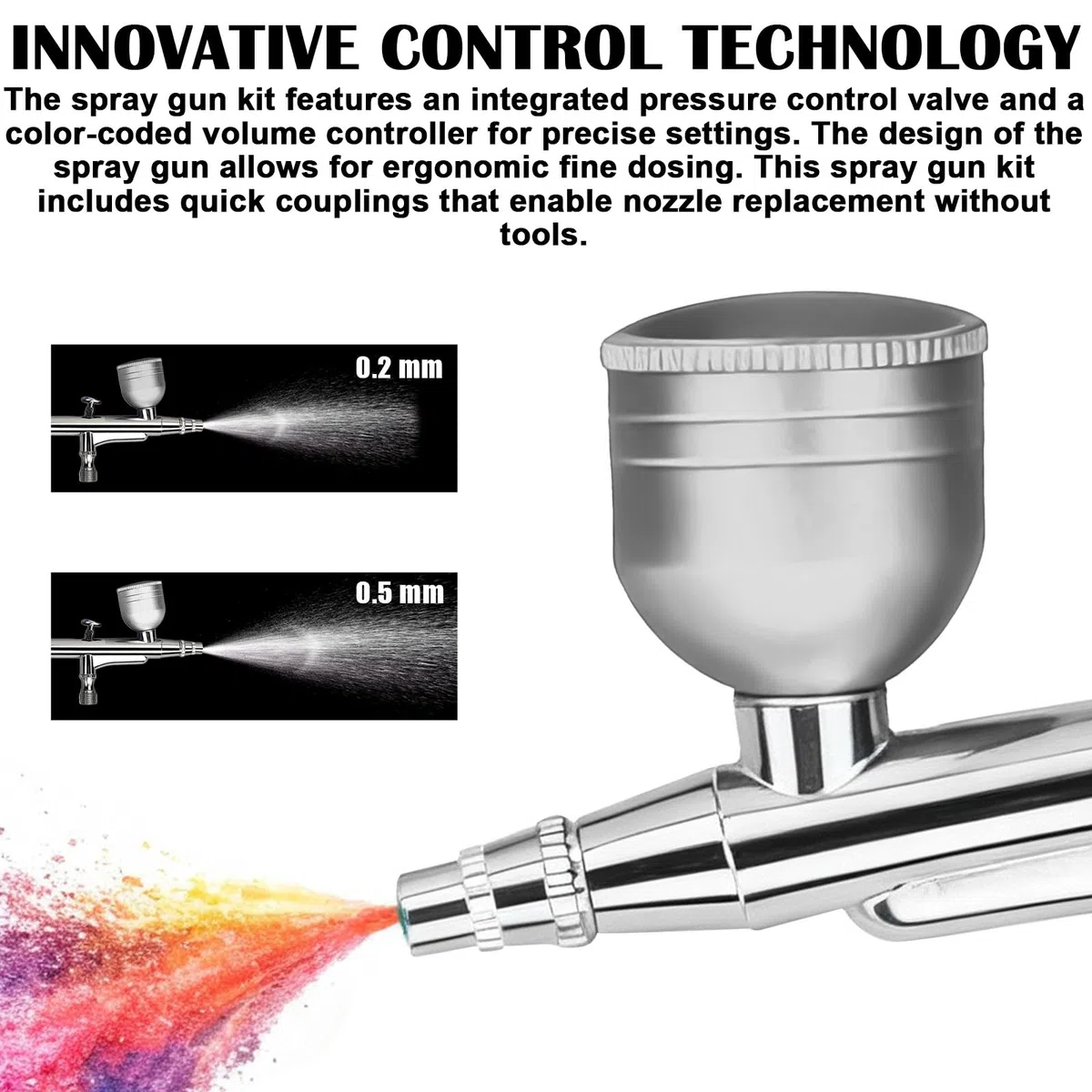 Airbrush Set mit Kompressor, 25 PSI Tragbares Airbrush-Kit Dual-Action-Airbrush-Pistole + Reinigungszubehör für Make-up, Nageldesign, Kuchendekoration, Modellbau & Tattoo-Modellierung