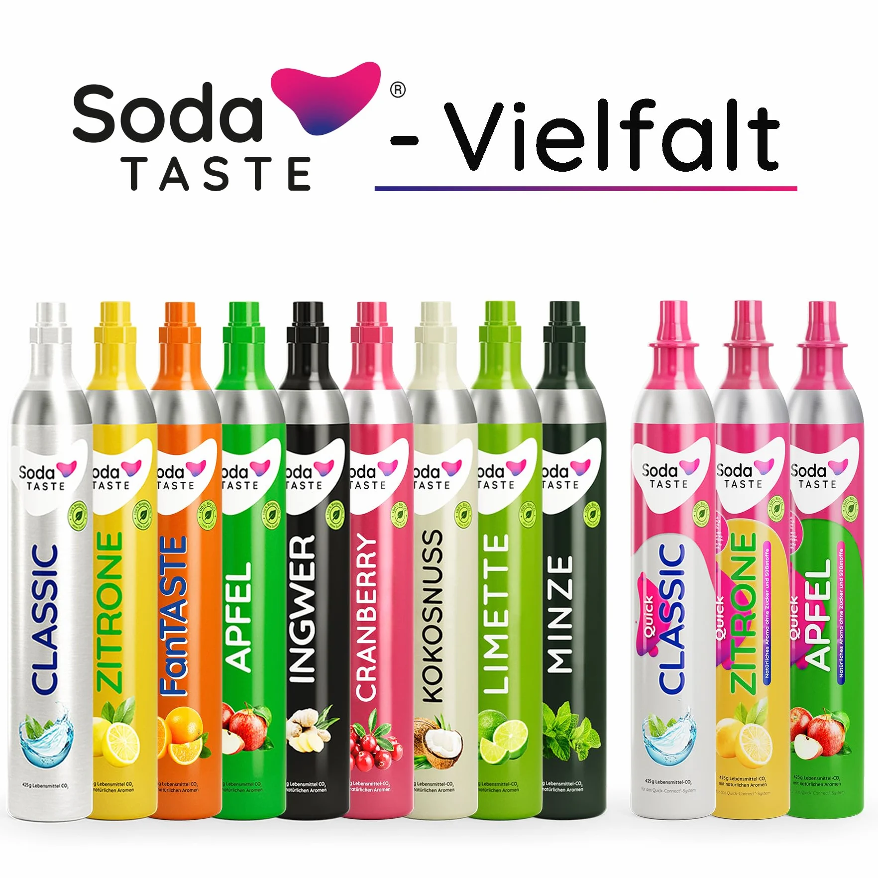 SodaTASTE Sparpaket: Mysoda Woody - Wassersprudler aus erneuerbarem Holzkomposit mit 1L BPA-freier Plastikflasche, CO2-Zylinder Classic + CO2-Zylinder Zitrone (Weiß)