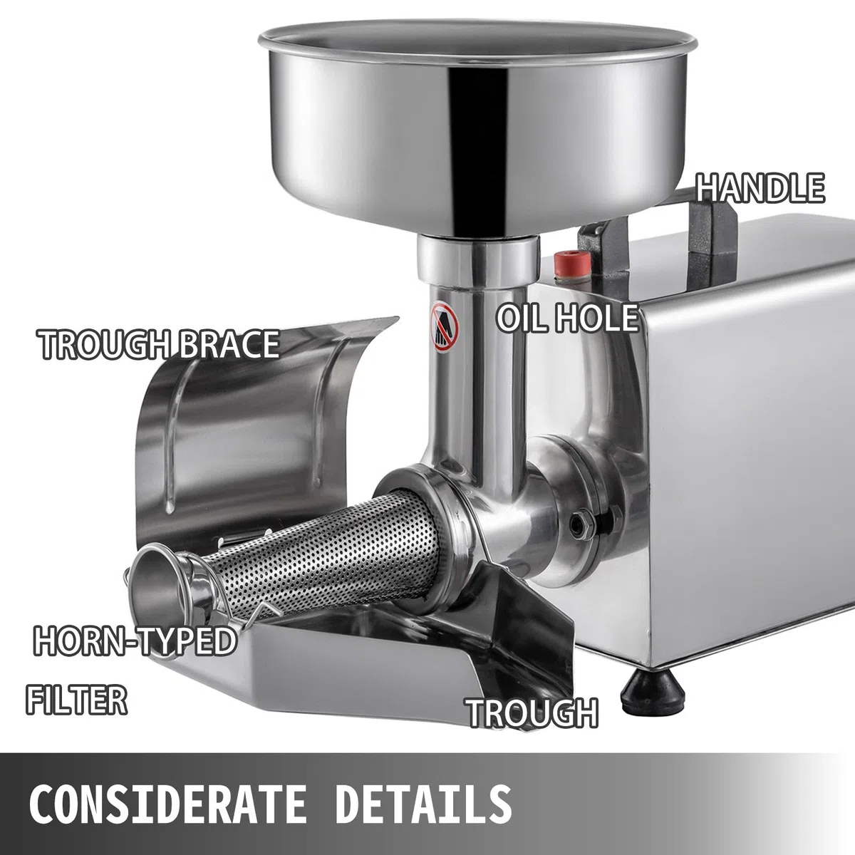 VEVOR Tomatenpresse Passiergerät 370W elektrische Tomatenpresse Rostfreier Stahl