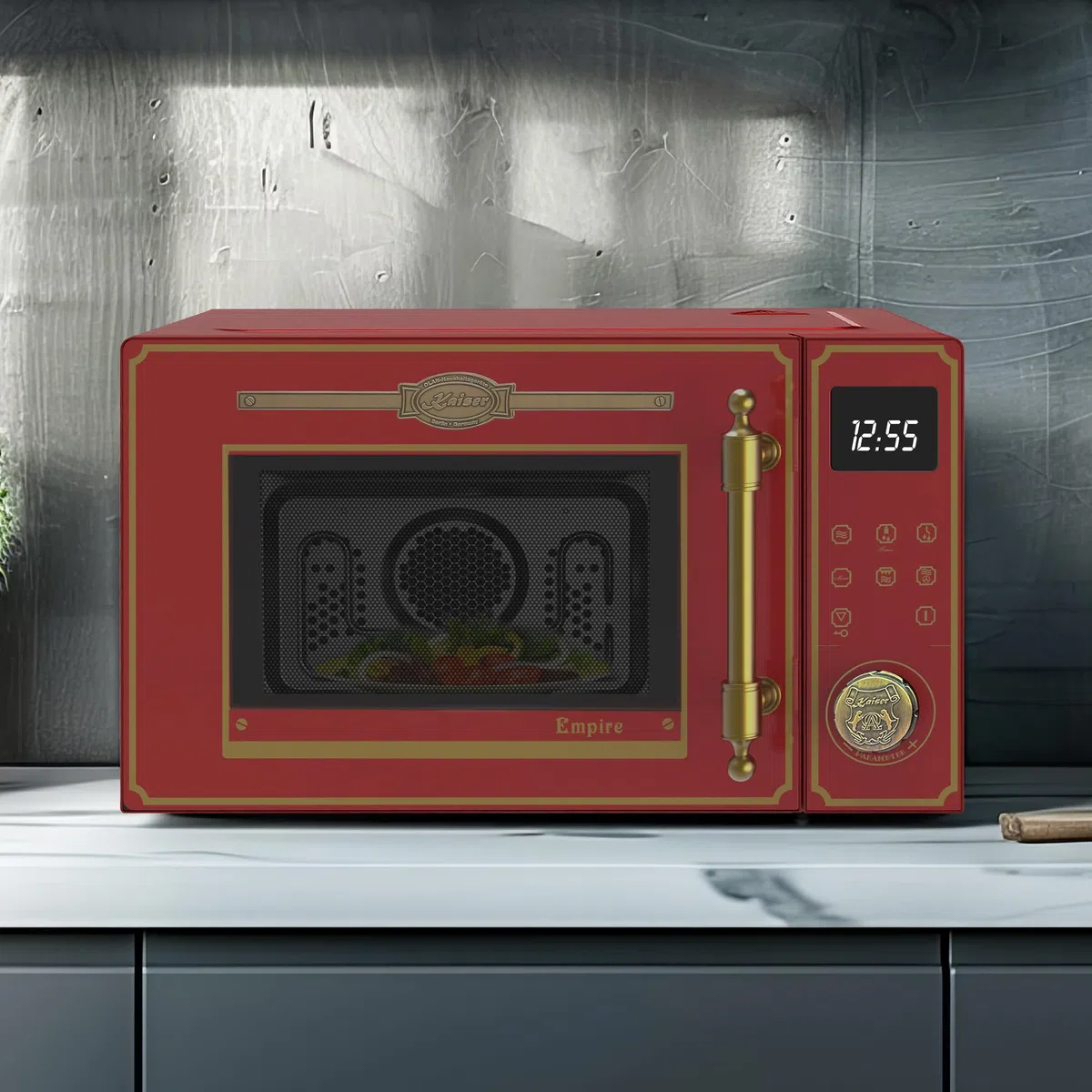 Kaiser Empire M 2530 RotEm Retro Mikrowelle 25L Mikrowellenherd mit Heißluft Grill 25 Funktionen