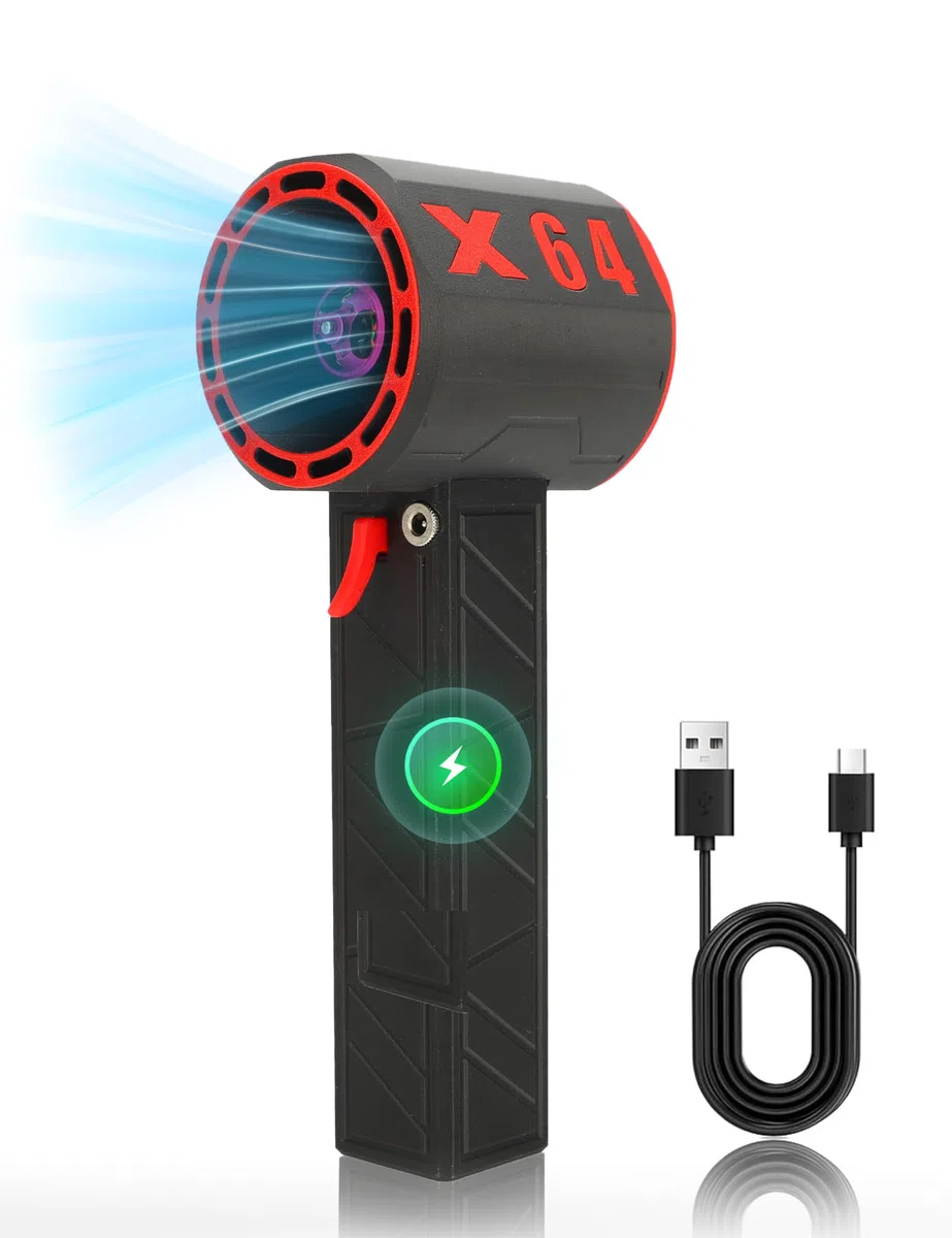 Bewinner Jet Fan Dry Gebläse, 180000 Umdrehungen pro Minute Leistungsstarker Lüfter, 64 Mm Bürstenloser Motor, Stufenlose Geschwindigkeitsanpassung, Kabelloses Elektronisches Turbo Jet Gebläse (Rot)