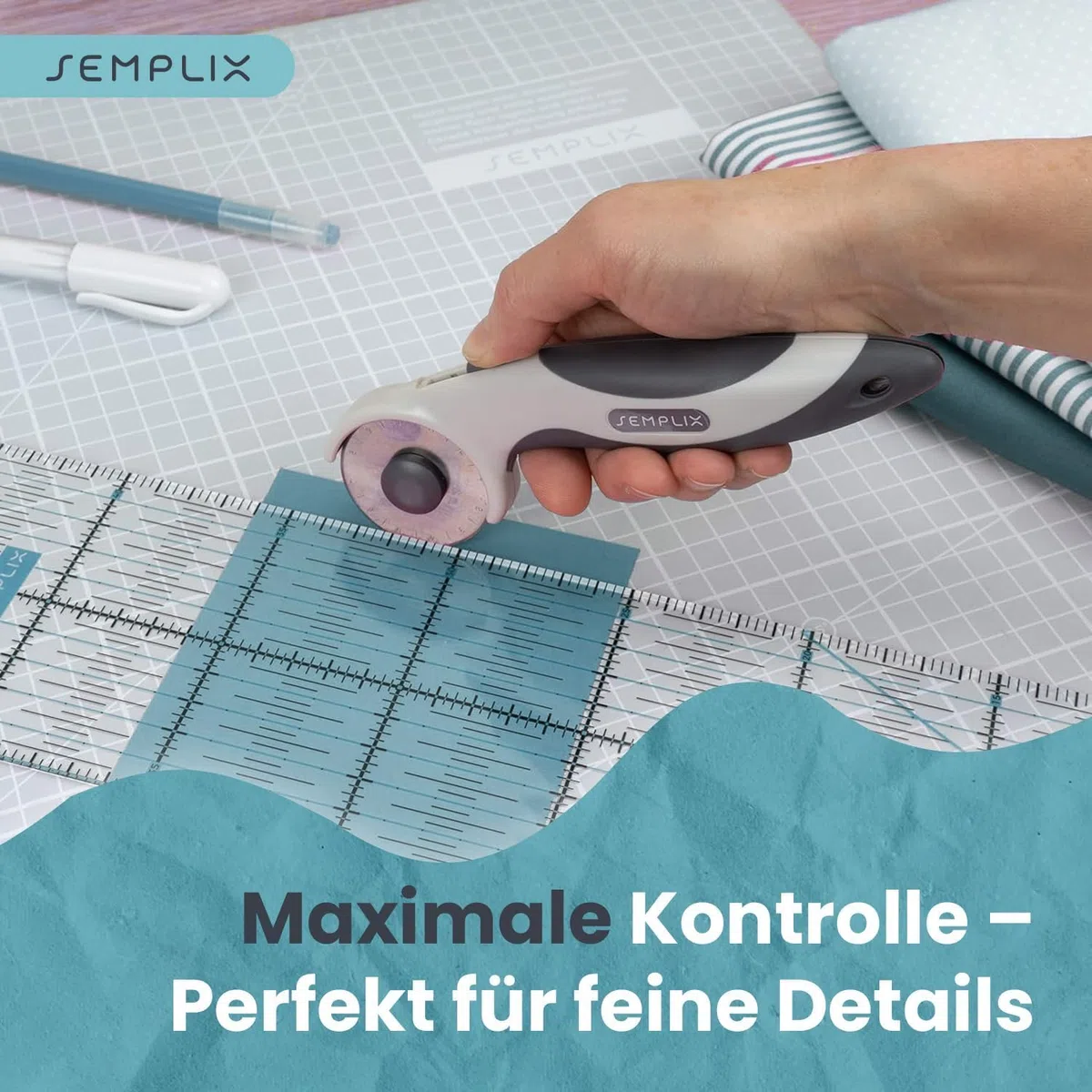 SEMPLIX Selbstheilende Schneidematte A0-A4 - Grün, Rosa, Grau, Türkis, Lila - Ideal fürs Basteln, Nähen & Patchworken - Beidseitig Bedruckt - Vorderseite cm Rückseite inch Bemaßung (Hellgrau-Grau, A0)