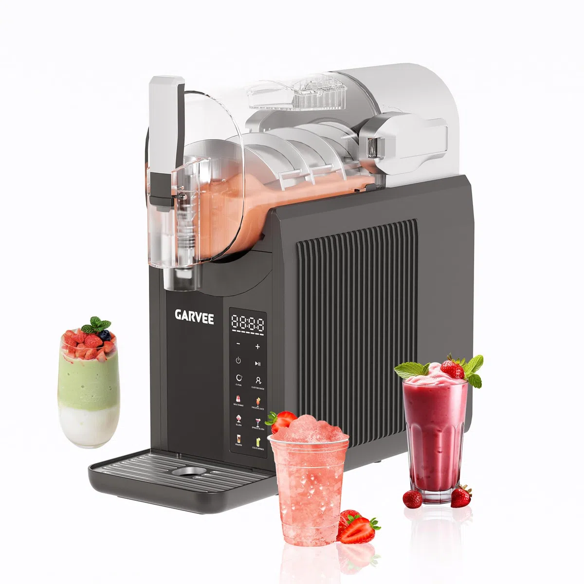 Slush Maschine, 6-in-1 Slush Ice Maker,2 l, 7 Smarten Programma, Softeismaschine Für Zuhause, Automatische Reinigung, Eismaschine Slush Für Slushie, Milchshake, Frappé, Wein, Cocktail Maschine,Schwarz