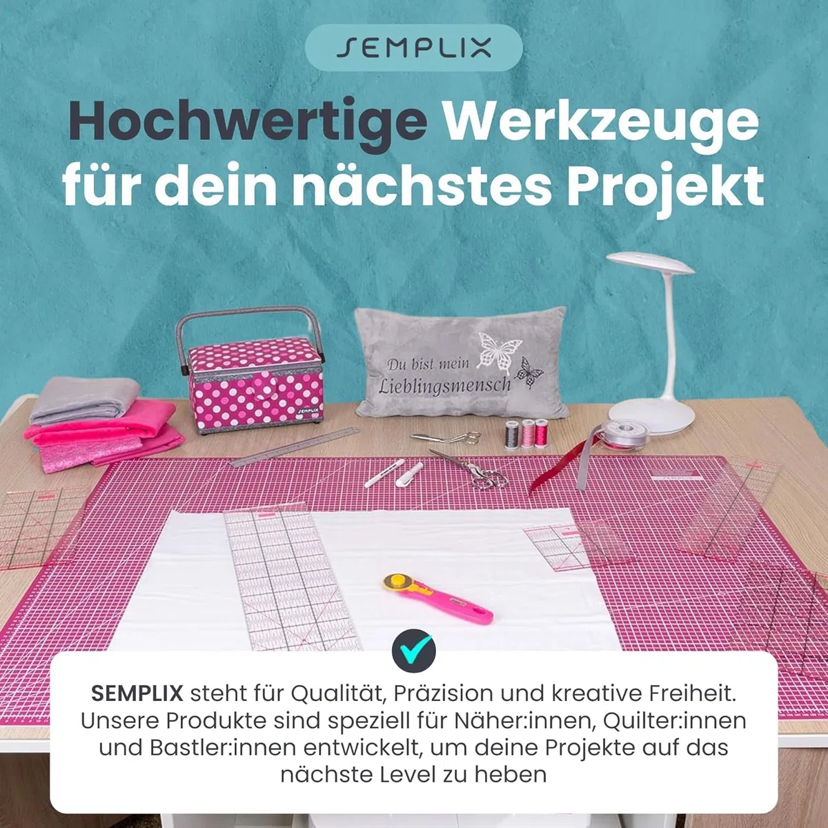 SEMPLIX Selbstheilende Schneidematte A0-A4 - Grün, Rosa, Grau, Türkis, Lila - Ideal fürs Basteln, Nähen & Patchworken - Beidseitig Bedruckt - Vorderseite cm Rückseite inch Bemaßung (Beere-Rosa, A0)
