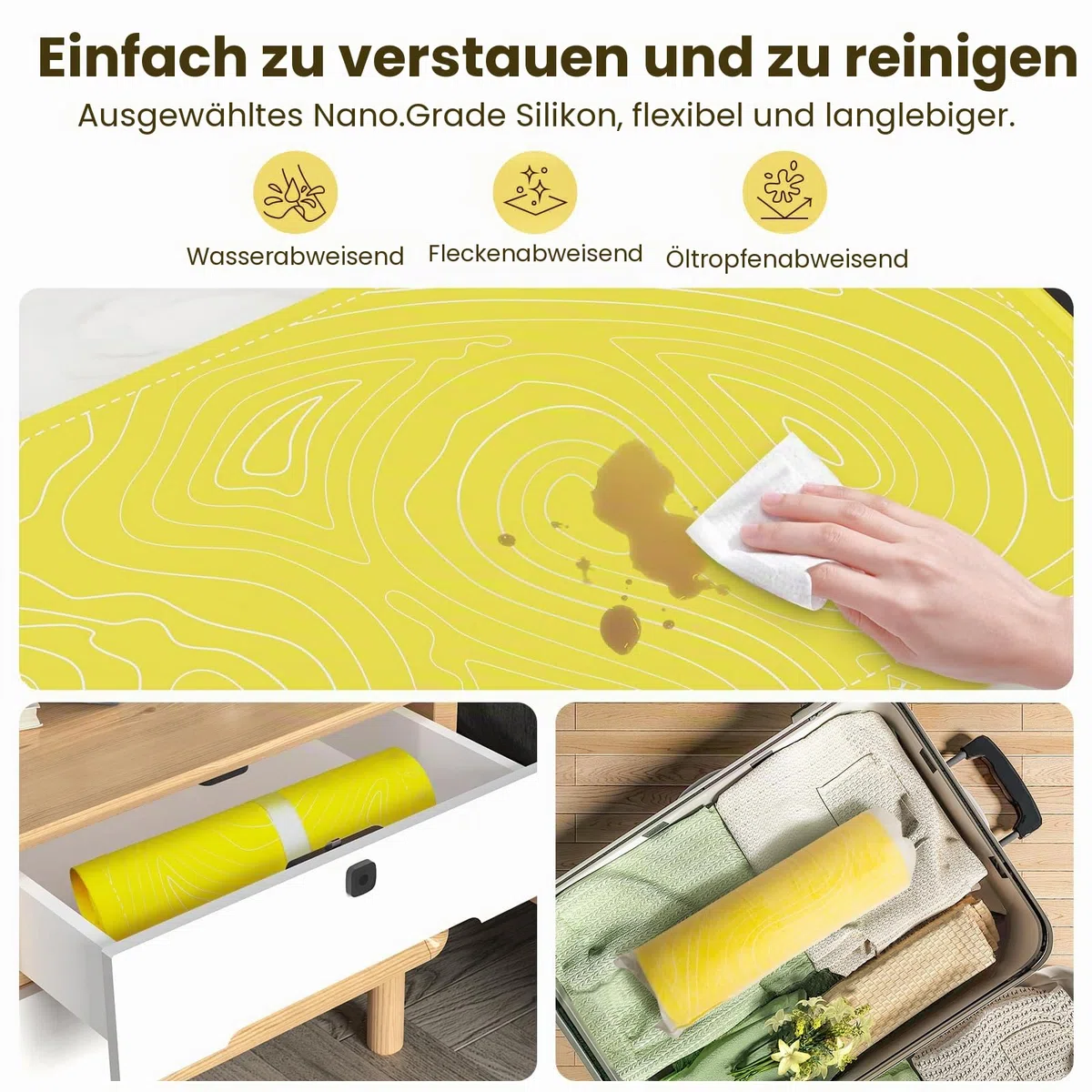 Elektrisches Warmhalte-Tablett für Lebensmittel, Vollflächige Heizung Speisenwärmematte, Rollbare & Tragbare Speisenwärmer, Speisenwärmer für Partys Buffet, Warmhalteschalen für Buffets Party (Yellow)