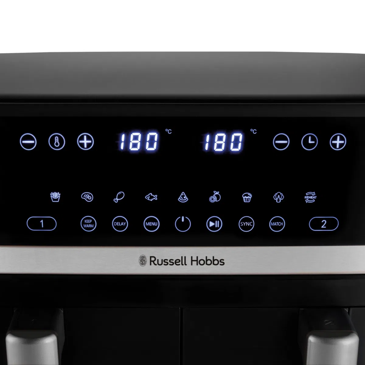 Russell Hobbs Heißluftfritteuse 2 Kammern 9L Rapid AirFryer [2 Fächer je 4,5l, sehr leiser Betrieb, 9 Programme] SatisFry Fritteuse (spülmaschinenfest, Match & Synchronisierungsfunktion) 27681-56