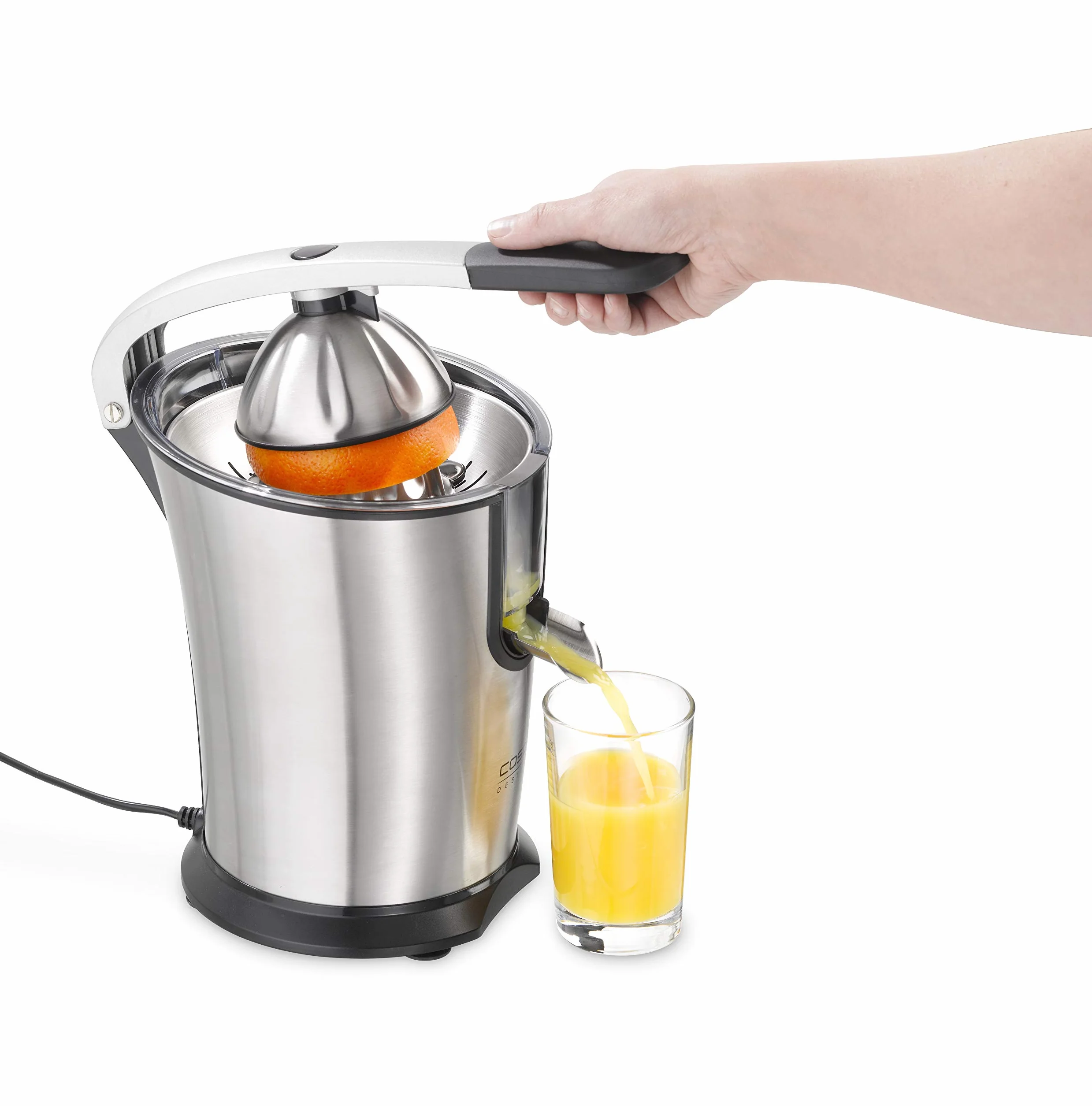 Caso Juicer CP 330 Pro, Testurteil: Sehr Gut, elektrische Zitruspresse mit Universal-Edelstahlkegel, 160 Watt, BPA-Frei, Einzelteile spülmaschinengeeignet