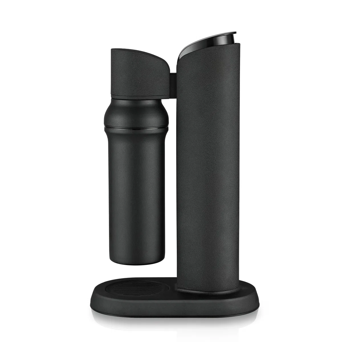 bubliq glass carbonator, Wassersprudler aus Edelstahl mit 1 l Glasflasche, minimalistisches Design, Mattschwarz Finish