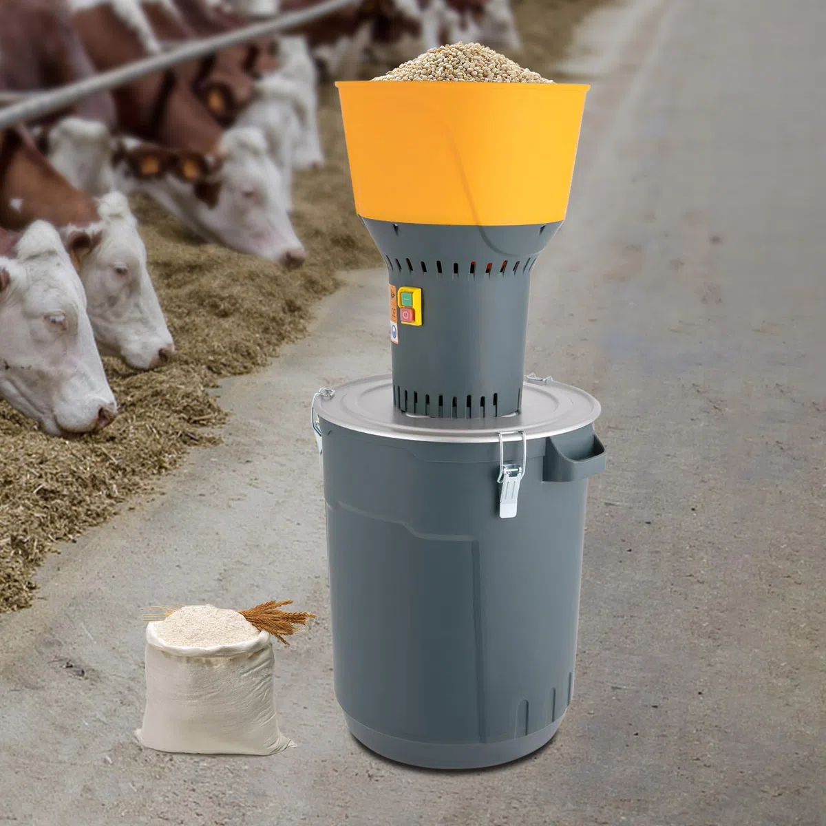 Getreidemühle Elektrisch, 1300W Schrotmühle 50L Haferquetsche 220V Getreidequetsche Coffee Grinder Staubfreies Arbeiten mit Kupferkern-Motor und Griffe für Weizen, Hafer, Gerste