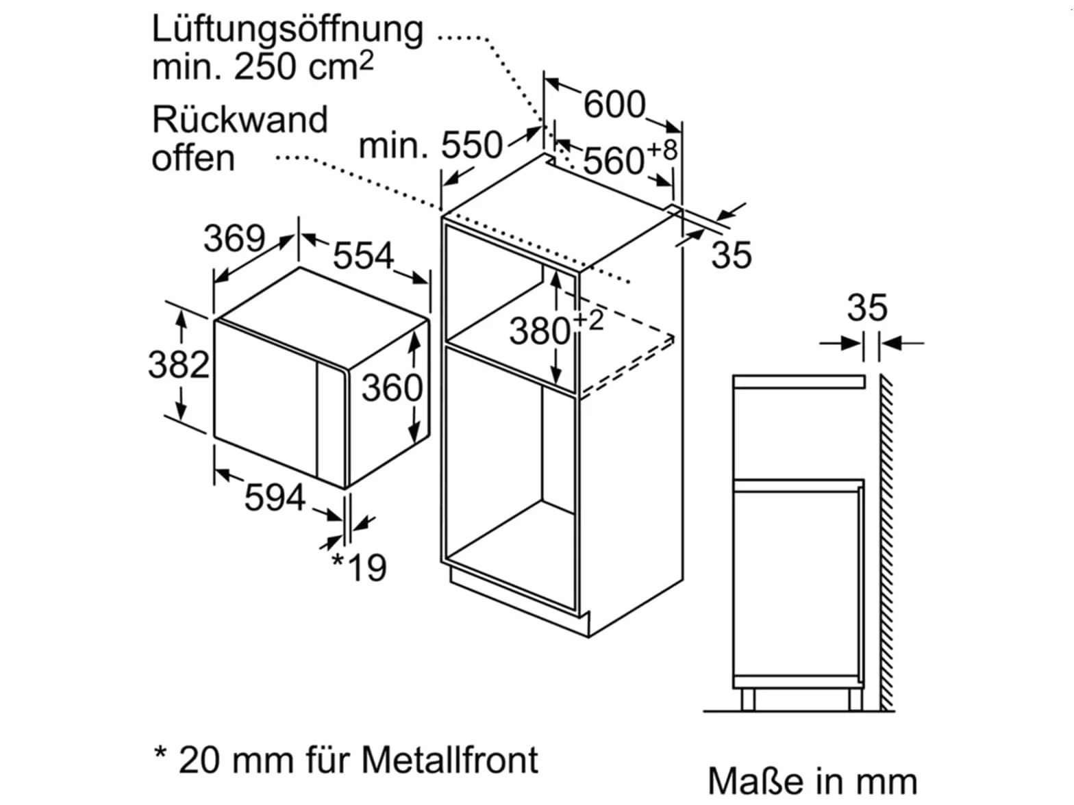 Bosch BEL554MS0 Serie 6 Einbau-Mikrowelle, 38 x 59 cm, 900 W, Drehteller 31,5cm, Türanschlag Links, AutoPilot 8 8 Automatikprogramme, Reinigungsunterstützung, LED-Touchdisplay, Edelstahl